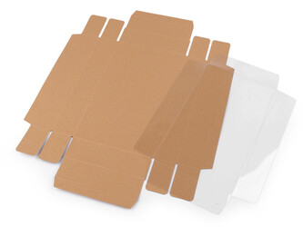 Papírová krabice s průhledným víkem - 10 ks - 2 hnědá přírodní