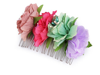 Kovový hřeben do vlasů s květy - 1 ks - 1 mix