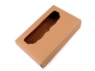 Papírová krabice s průhledem - 10 ks - 2 hnědá přírodní