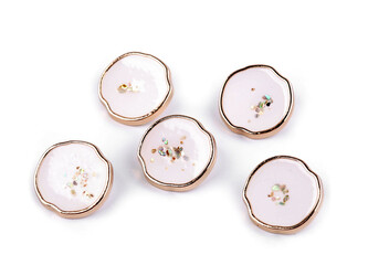 Kovový knoflík AB perleť v pryskyřici velikost 24"; 32"; 36" - 5 ks - 2 (32") bílá zlatá