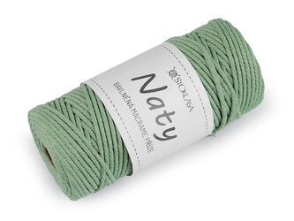 Bavlněná pletací příze macrame Naty Ø3 mm rozčesávací - 1 ks - 12 zelenkavá