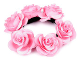 Gumička do vlasů s růžemi - 1 ks - 2 růžová