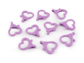 Kovová lakovaná karabina srdce průvlek 15 mm - 10 ks - 3 fialová lila