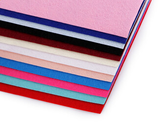 Látková dekorativní plsť / filc 20x30 cm - 12 ks - 5 mix