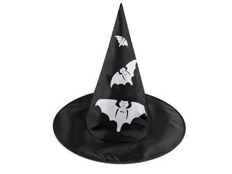 Karnevalový klobouk čarodějnický - pavučina, lebka, netopýr, dýně, čarodějnice - 1 ks - 8 černá netopýr