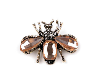 Brož s broušenými kamínky včela - 1 ks - 1 pudrová