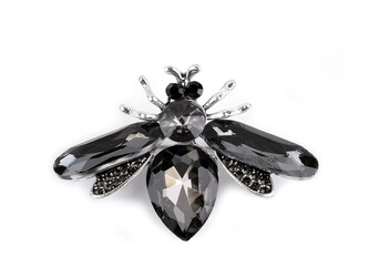 Brož s broušenými kamínky včela - 1 ks - 2 antracit