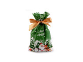 Sáček s atlasovou stuhou vánoční 12x17,5 cm - 50 ks - 4 zelená