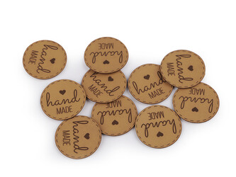 Nášivka / štítek z eko kůže - hand made - 10 ks - 4 hnědá přírodní