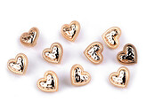 Kovový knoflík srdce velikost 18" - 10 ks - 2 růžové zlato