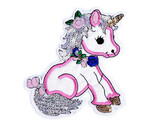 Nažehlovačka jednorožec, zmrzlina s flitry s AB efektem - 10 ks - 1 bílá jednorožec
