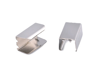 Kovová spojka na plochou šňůru a pruženku šíře 8 mm - 100 ks - nikl