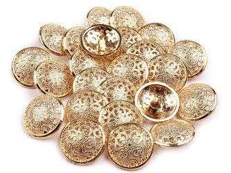 Kovový knoflík filigrán velikost 34", 36" - 200 ks - 5 (34") zlatá