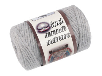 Recyklovaná bavlněná příze macrame Ø5 mm rozčesávací - 1 ks - 34 šedá světlá