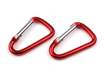 Kovová karabina 23x39 mm - 10 ks - 1 červená