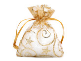 Dárkový pytlík 6,5x9 cm organza s glitry - 10 ks - 7 zlatá zlatá