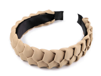 Široká čelenka do vlasů splétaná textilní - 1 ks - 1 béžová