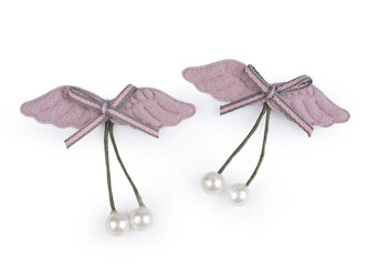 Aplikace / nášivka květ, křídla - 10 ks - 4 starorůžová křídlo