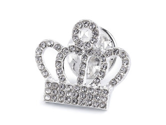 Brož / odznak s broušenými kamínky - 1 ks - 1 crystal korunka