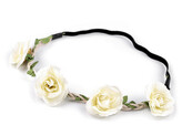 Pružná čelenka do vlasů s květy - 12 ks - 8 (Ø3,5 cm) krémová světlá