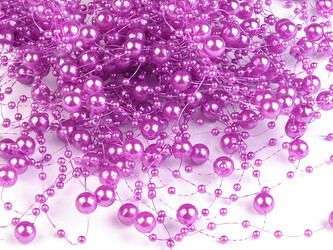 Perly na silonu Ø7 mm délka 130 cm - 12 ks - 39 fialová světlá