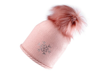 Dámská / dívčí zimní čepice s bambulí Capu - 1 ks - 7 pudrová