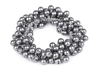 Gumička do vlasů s perlami - 1 ks - 4 šedá hematit