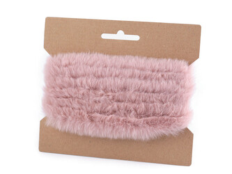 Oděvní / dekorační kožešinový proužek plochý, řezaný šíře 2 cm - 10 ks - 3 pudrová