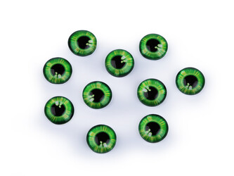 Skleněné oči k nalepení Ø10 a 12 mm - 10 ks - 1 (10 mm) zelená sv.