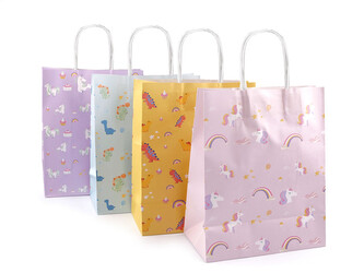 Dárková taška dětská jednorožec, dinosaurus - 4 ks - mix