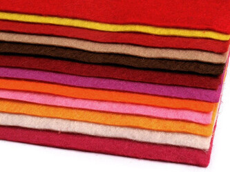 Látková dekorativní plsť / filc 20x30 cm - 12 ks - 3 mix