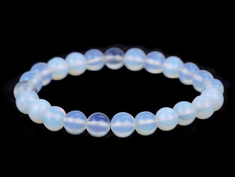 Náramek opalit, syntetický minerál - 1 ks - bílá mléčná opal