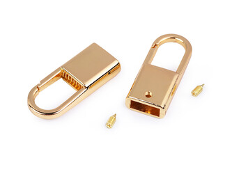 Kovová koncovka s karabinou šíře 9 mm - 10 ks - 2 zlatá klasik