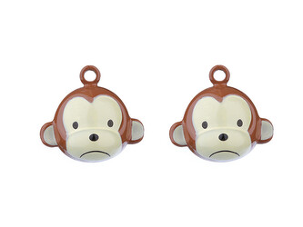 Rolničky srdce, tygr, medvěd, žába, opice - 2 ks - 5 hnědá světlá opice