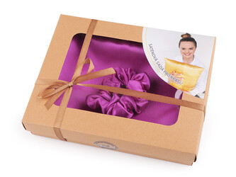 Sada na spaní, saténový povlak na polštář a gumička - 1 ks - 19 fialová orchidej