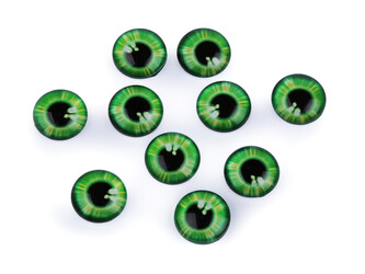 Skleněné oči k nalepení Ø10 a 12 mm - 10 ks - 4 (12 mm) zelená sv.
