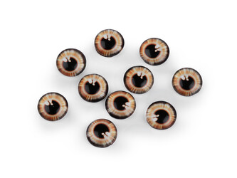 Skleněné oči k nalepení Ø10 a 12 mm - 10 ks - 3 (10 mm) hnědá