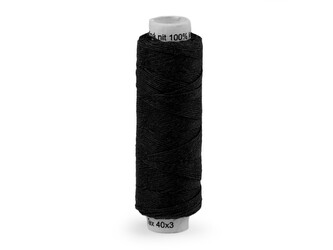 Nitě lněné knoflíkové 50 m - 10 ks - 999 černá