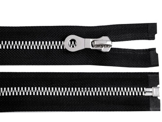 Kostěný zip, imitace kovu No 8 délka 90 cm bundový - 1 ks - černá