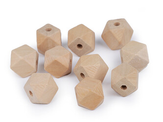 Dřevěné korálky nelakované 15x15 mm - 50 ks - přírodní