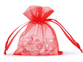 Dárkový pytlík 9x11 cm organza - 10 ks - 26 červená