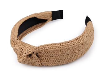 Široká čelenka do vlasů s uzlem boho - 1 ks - 2 přírodní stř.