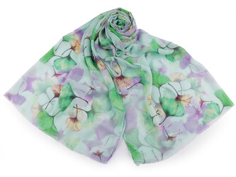 Letní šátek / šála ginkgo 75x180 cm - 1 ks - 7 zelená sv.