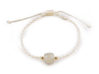 Náramek shamballa se skleněným korálkem - 1 ks - 1 krémová světlá