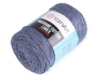 Pletací příze Macrame Cotton lurex 250 g - 1 ks - 11 (730) modrá jeans stříbrná