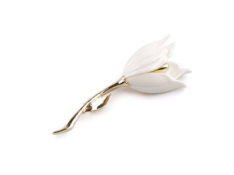 Brož květy - 1 ks - 1 bílá