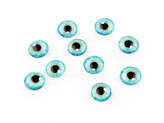 Skleněné oči k nalepení Ø10 a 12 mm - 10 ks - 4 (10 mm) tyrkysová