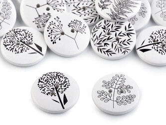 Dřevěný dekorační knoflík rostliny - 500 ks - mix