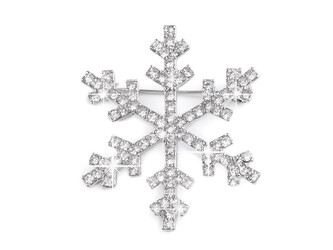 Brož s broušenými kamínky vločka - 1 ks - crystal