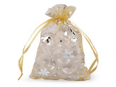 Dárkový pytlík hvězda 7x8,5 cm organza - 100 ks - 3 (7x8,5cm) zlatá stříbrná